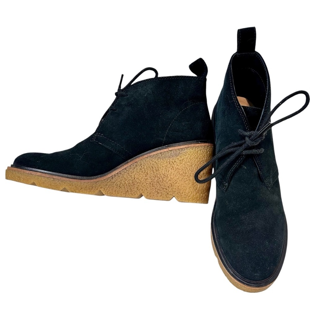 Clarks Black Ankle Boots with Tan Sole
